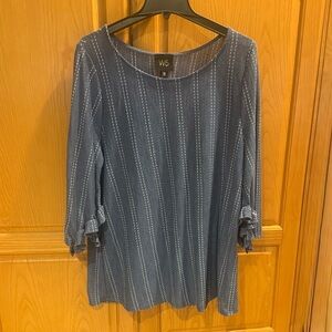 Anthropologie W5 Chambray White Striped Tunic Top Size 1X